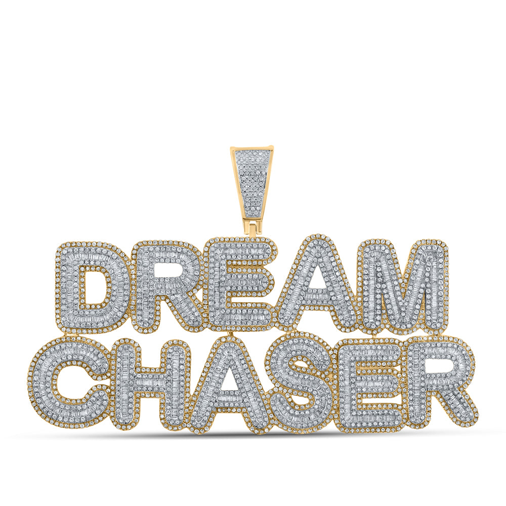 6.8 Ctw Natural Diamond Dream Chaser Nameplate Pendant in 10k Yellow Gold