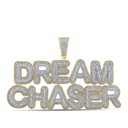 6.8 Ctw Natural Diamond Dream Chaser Nameplate Pendant in 10k Yellow Gold