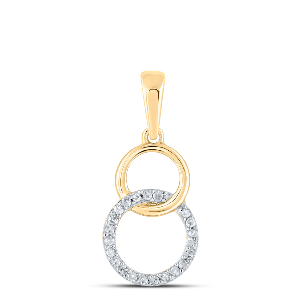 0.05 Ctw Natural Diamond Double Circle Overlap Pendant in 10k Yellow Gold