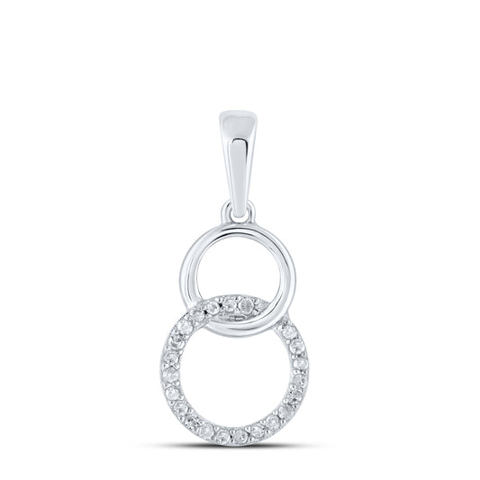 0.05 Ctw Natural Diamond Double Circle Overlap Pendant in 10k White Gold