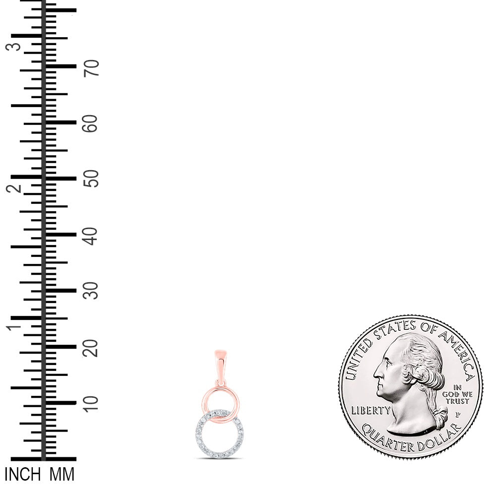 0.05 Ctw Natural Diamond Double Circle Overlap Pendant in 10k Rose Gold