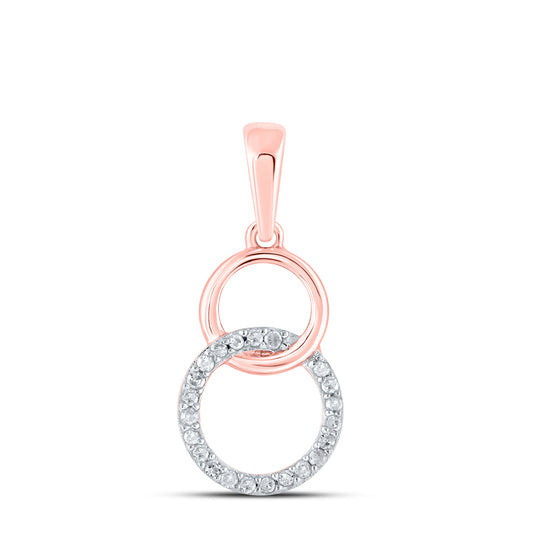 0.05 Ctw Natural Diamond Double Circle Overlap Pendant in 10k Rose Gold