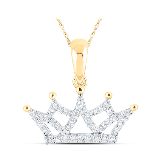 0.15 Ctw Natural Diamond Crown Gift Pendant in 10k Yellow Gold