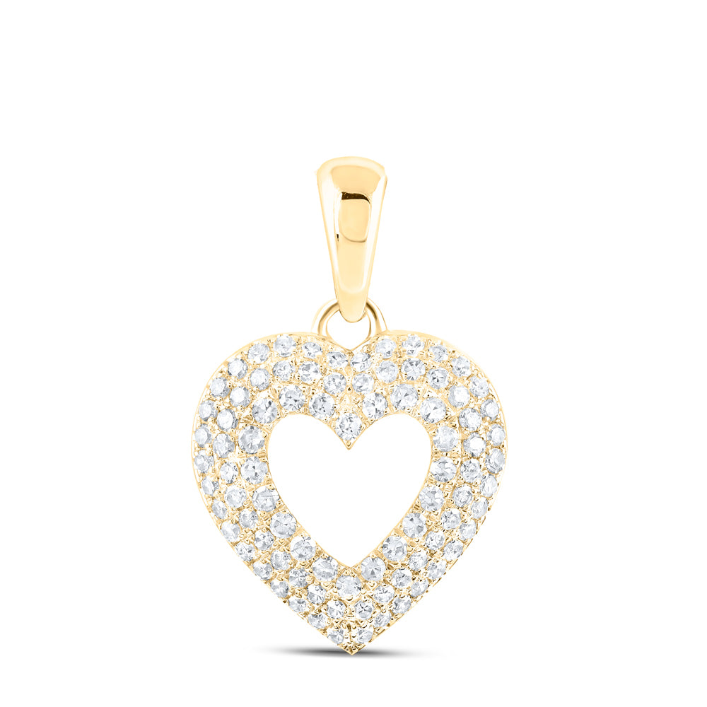 0.49 Ctw Natural Diamond Open Heart Pendant in 10k Yellow Gold
