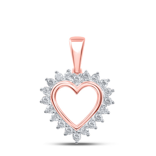0.2 Ctw Natural Diamond Open Heart Pendant in 10k Rose Gold