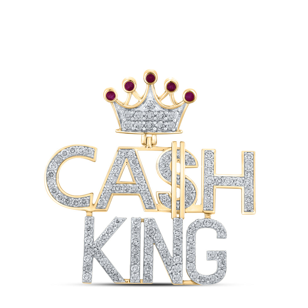 3.72 Ctw Natural Diamond Crown Dollar Cash King Pendant in 10k Yellow Gold