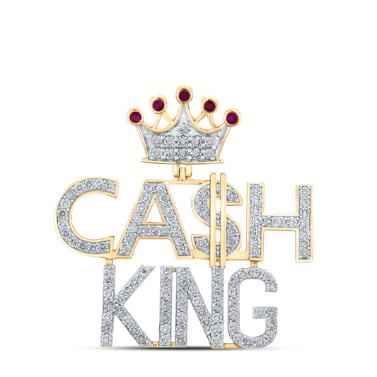 3.72 Ctw Natural Diamond Crown Dollar Cash King Pendant in 10k Yellow Gold
