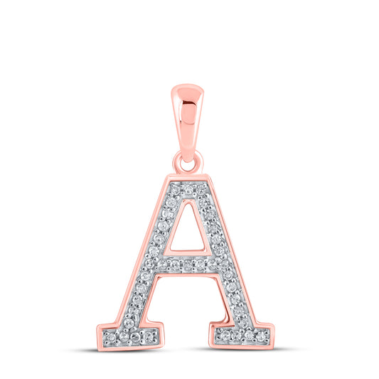0.08 Ctw Natural Diamond Block Initial Letter A Pendant in 10k Rose Gold
