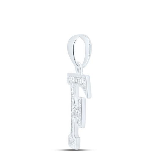 0.08 Ctw Natural Diamond Block Initial Letter F Pendant in 10k Yellow Gold
