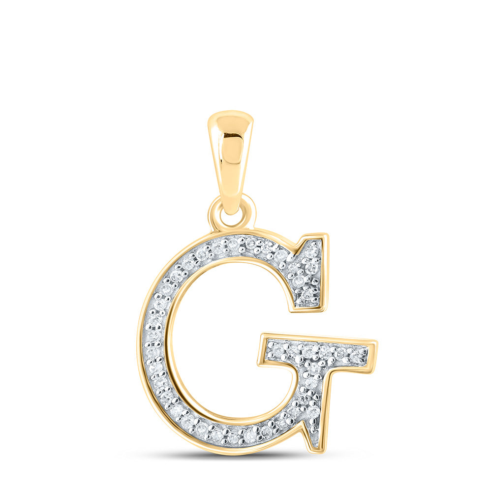 0.08 Ctw Natural Diamond Block Initial Letter G Pendant in 10k Yellow Gold