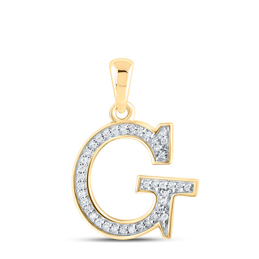 0.08 Ctw Natural Diamond Block Initial Letter G Pendant in 10k Yellow Gold
