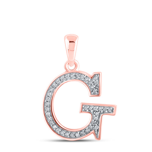 0.08 Ctw Natural Diamond Block Initial Letter G Pendant in 10k Rose Gold