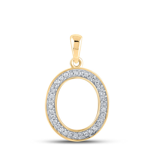 0.09 Ctw Natural Diamond Block Initial Letter O Pendant in 10k Yellow Gold