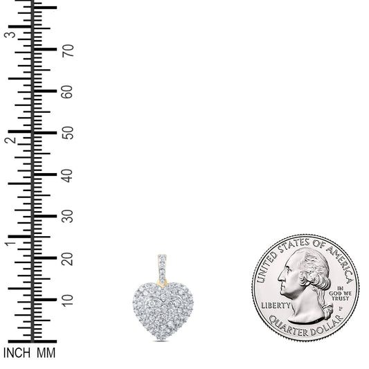 0.87 Ctw Natural Diamond Cluster Heart Pendant in 10k Yellow Gold