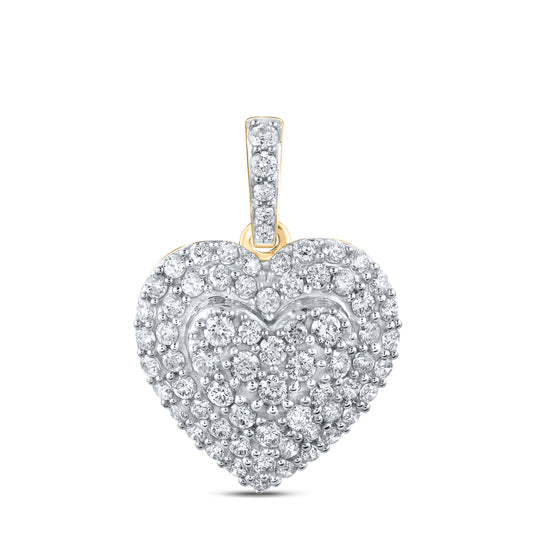 0.87 Ctw Natural Diamond Cluster Heart Pendant in 10k Yellow Gold
