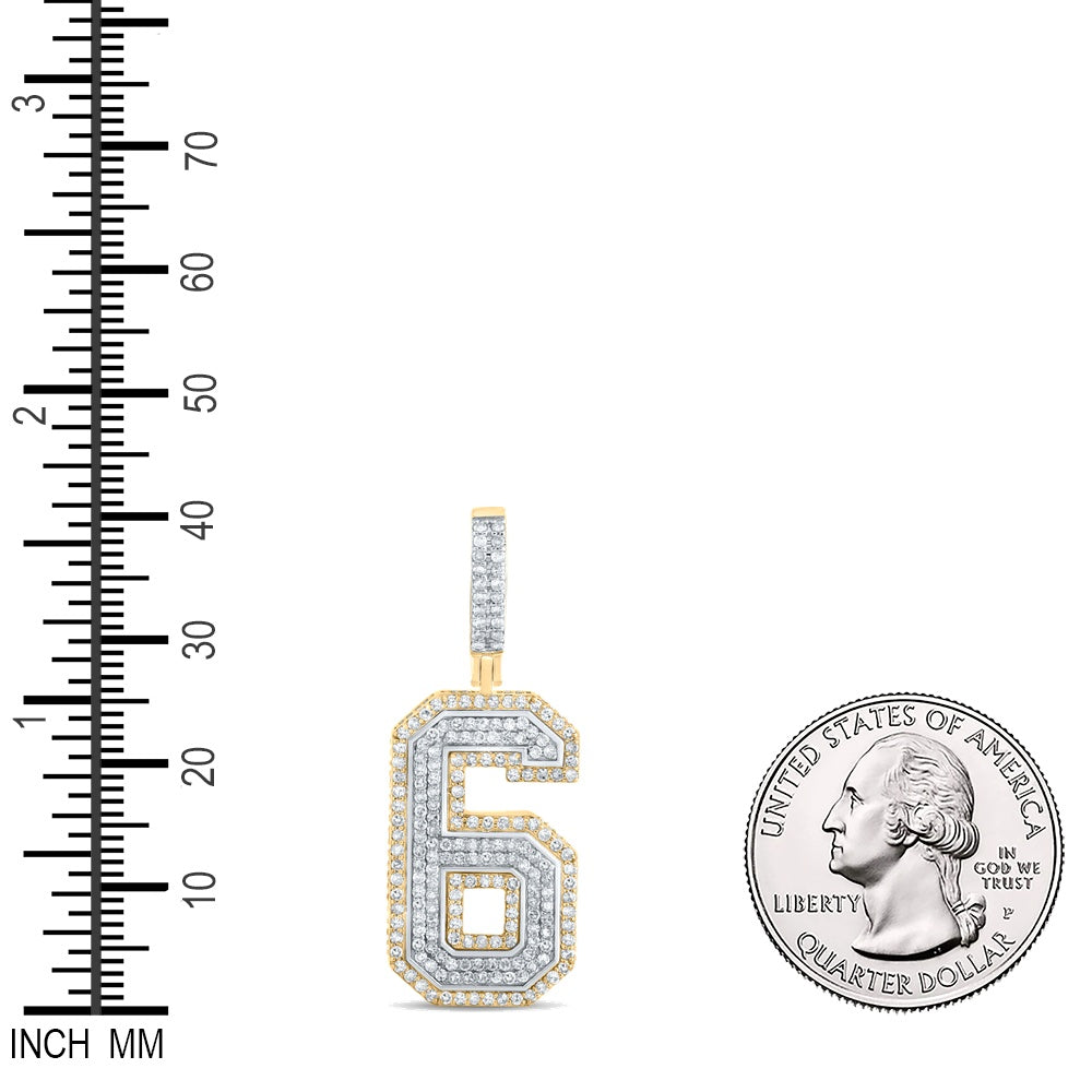 1.4 Ctw Natural Diamond Block Number Eight 6 Pendant in 10k Two-tone Gold