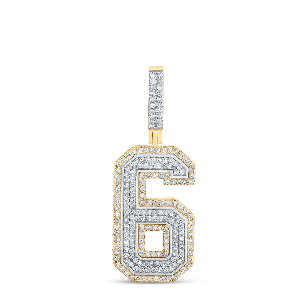 1.4 Ctw Natural Diamond Block Number Eight 6 Pendant in 10k Two-tone Gold