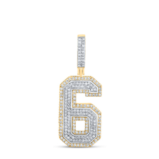 1.4 Ctw Natural Diamond Block Number Eight 6 Pendant in 10k Two-tone Gold