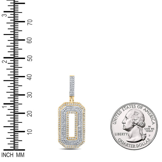 1.36 Ctw Natural Diamond Block Number Eight 0 Pendant in 10k Two-tone Gold