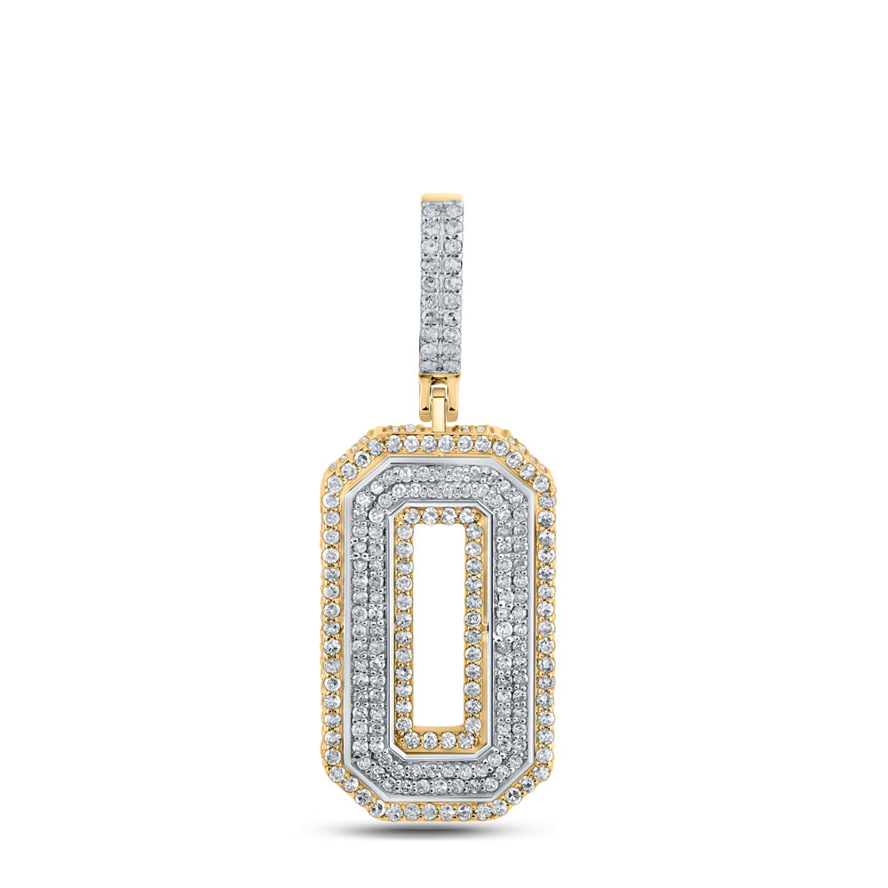 1.36 Ctw Natural Diamond Block Number Eight 0 Pendant in 10k Two-tone Gold