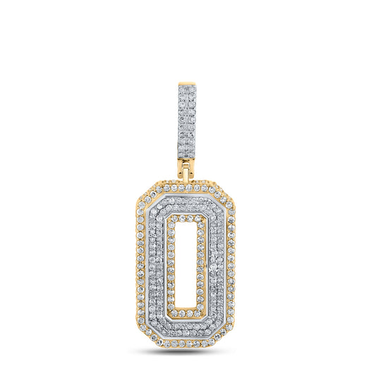1.36 Ctw Natural Diamond Block Number Eight 0 Pendant in 10k Two-tone Gold