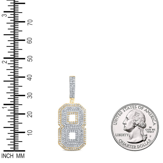 1.39 Ctw Natural Diamond Block Number Eight 8 Pendant in 10k Two-tone Gold