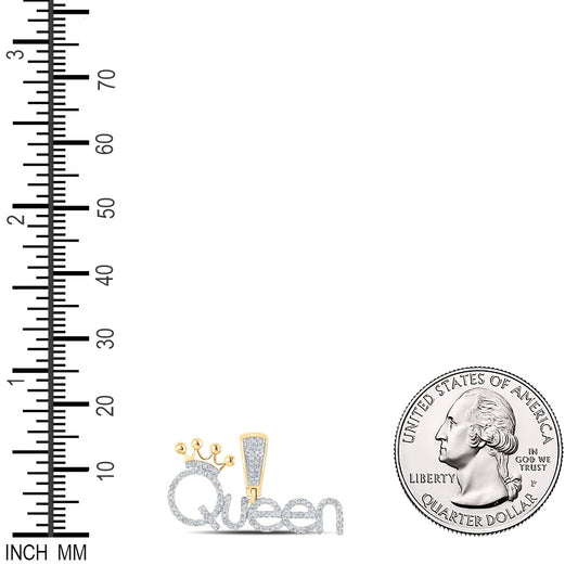 0.32 Ctw Natural Diamond Crown Queen Hiphop Pendant in 10k Yellow Gold