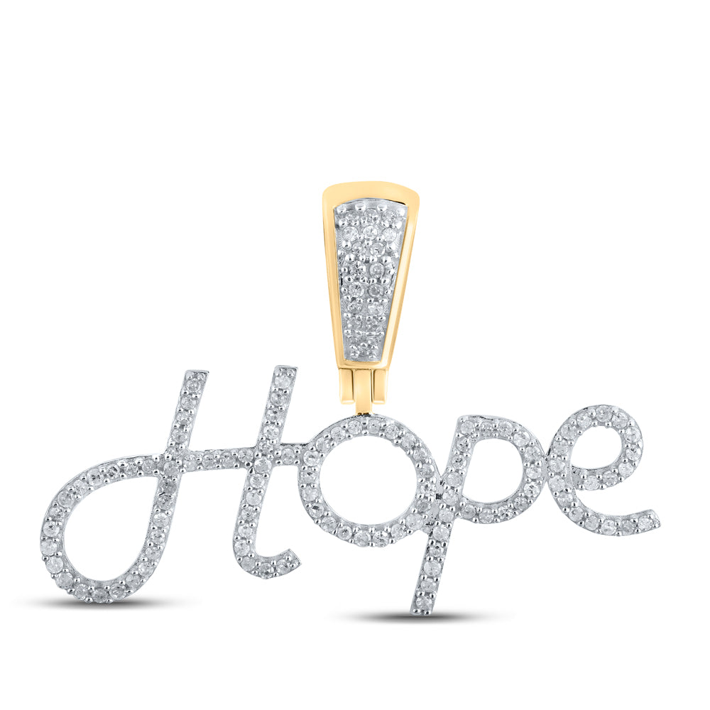 0.32 Ctw Natural Diamond Hope Nameplate Pendant in 10k Yellow Gold