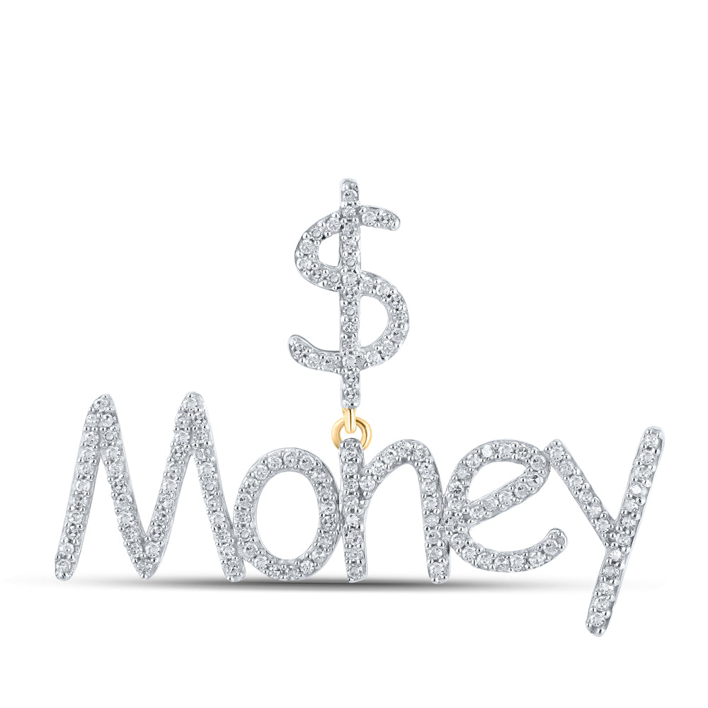 0.5 Ctw Natural Diamond Money Dollar Namelate Pendant in 10k Yellow Gold