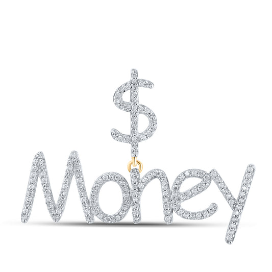 0.5 Ctw Natural Diamond Money Dollar Namelate Pendant in 10k Yellow Gold