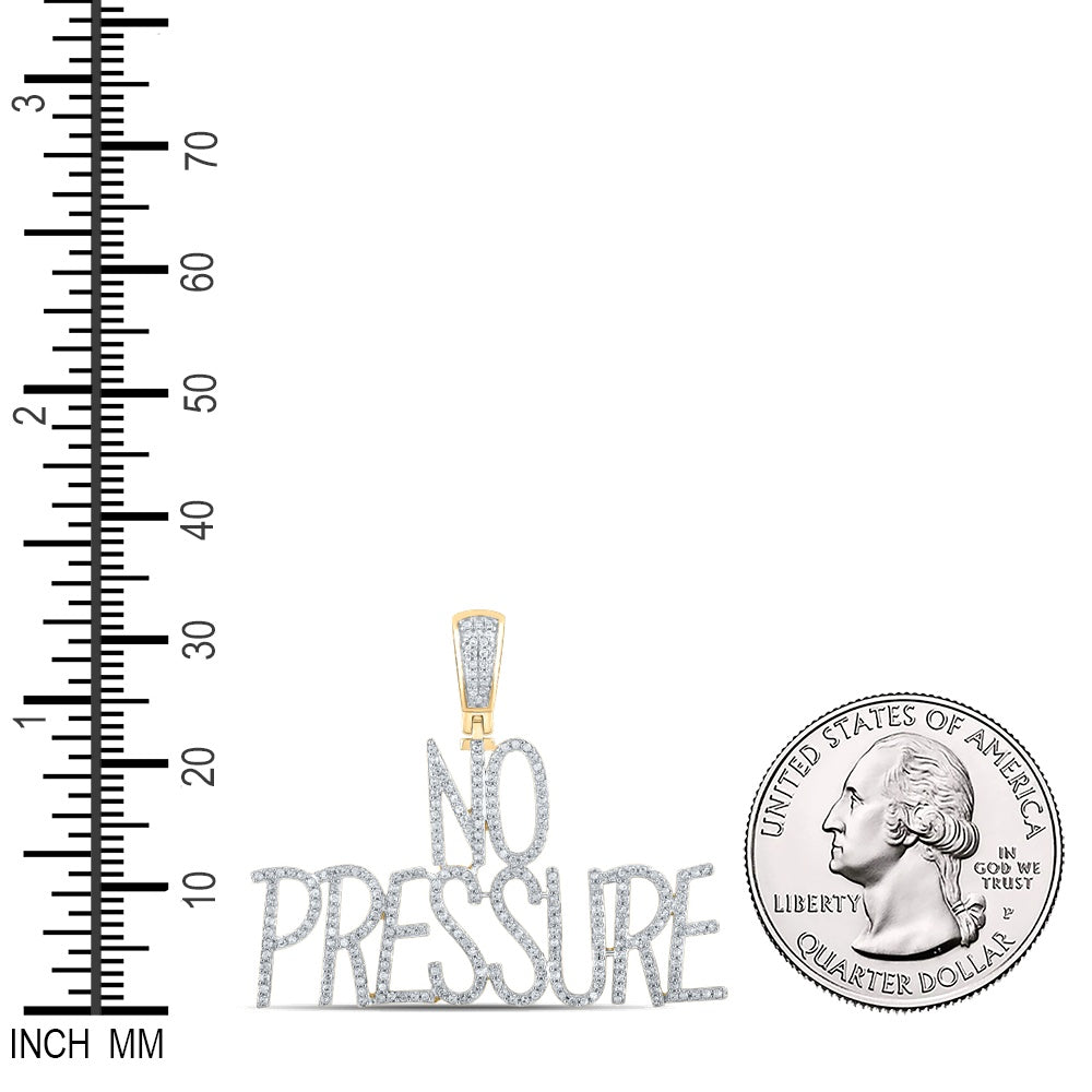 0.69 Ctw Natural Diamond NO PRESSURE Nameplate Hiphop Pendant in 10k Yellow Gold