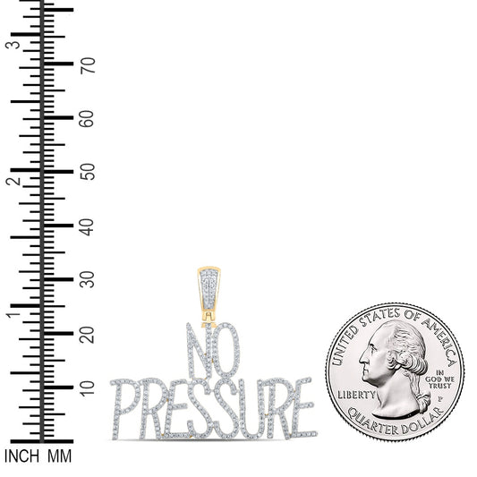 0.69 Ctw Natural Diamond NO PRESSURE Nameplate Hiphop Pendant in 10k Yellow Gold