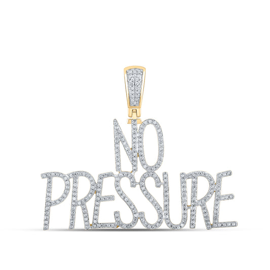 0.69 Ctw Natural Diamond NO PRESSURE Nameplate Hiphop Pendant in 10k Yellow Gold