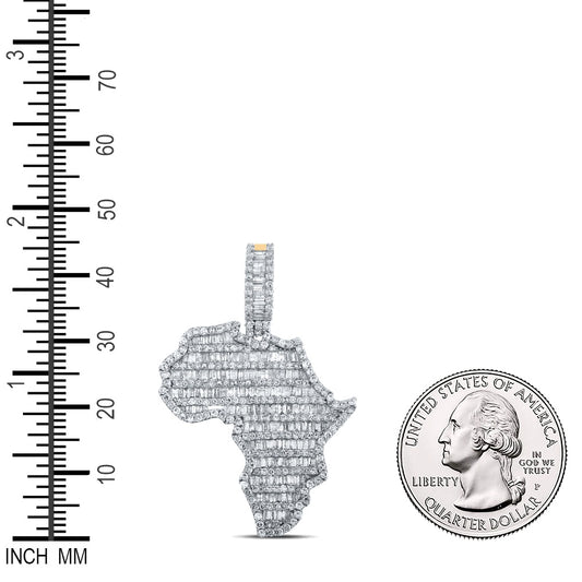 2.81 Ctw Natural Diamond Africa Continent Map Pendant in 14k Yellow Gold