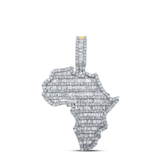 2.81 Ctw Natural Diamond Africa Continent Map Pendant in 14k Yellow Gold