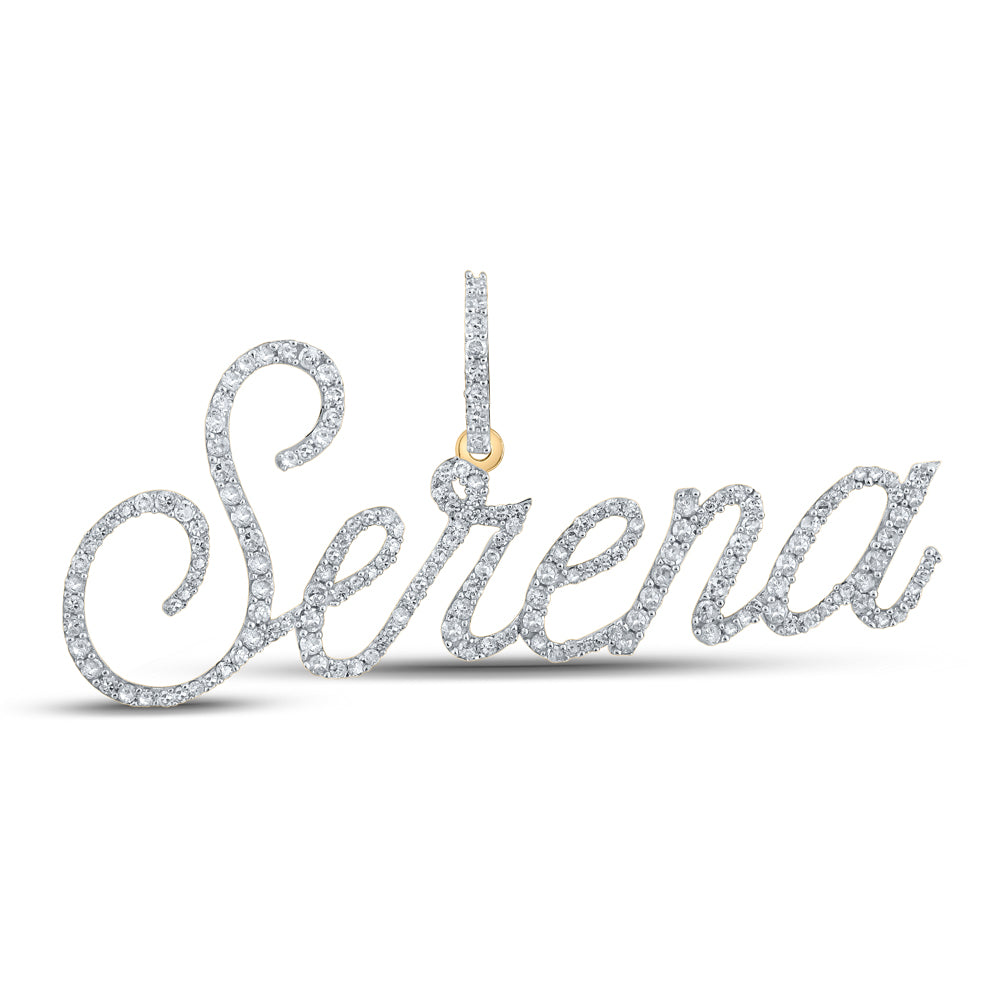 0.79 Ctw Natural Diamond Serena Nameplate Pendant in 10k Yellow Gold