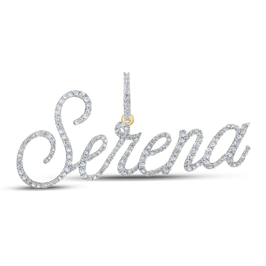 0.79 Ctw Natural Diamond Serena Nameplate Pendant in 10k Yellow Gold