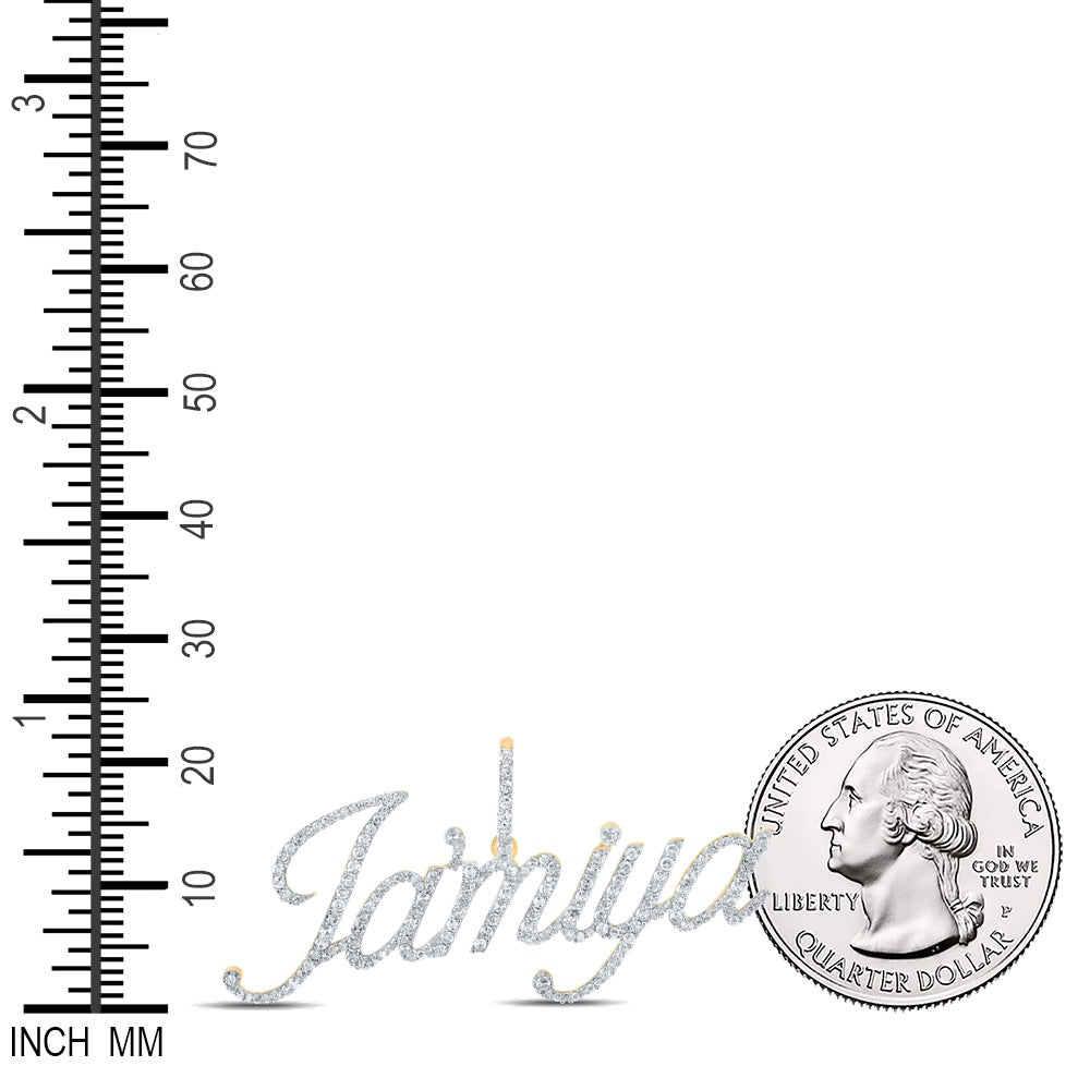 0.94 Ctw Natural Diamond Jamiya Nameplate Pendant in 10k Yellow Gold
