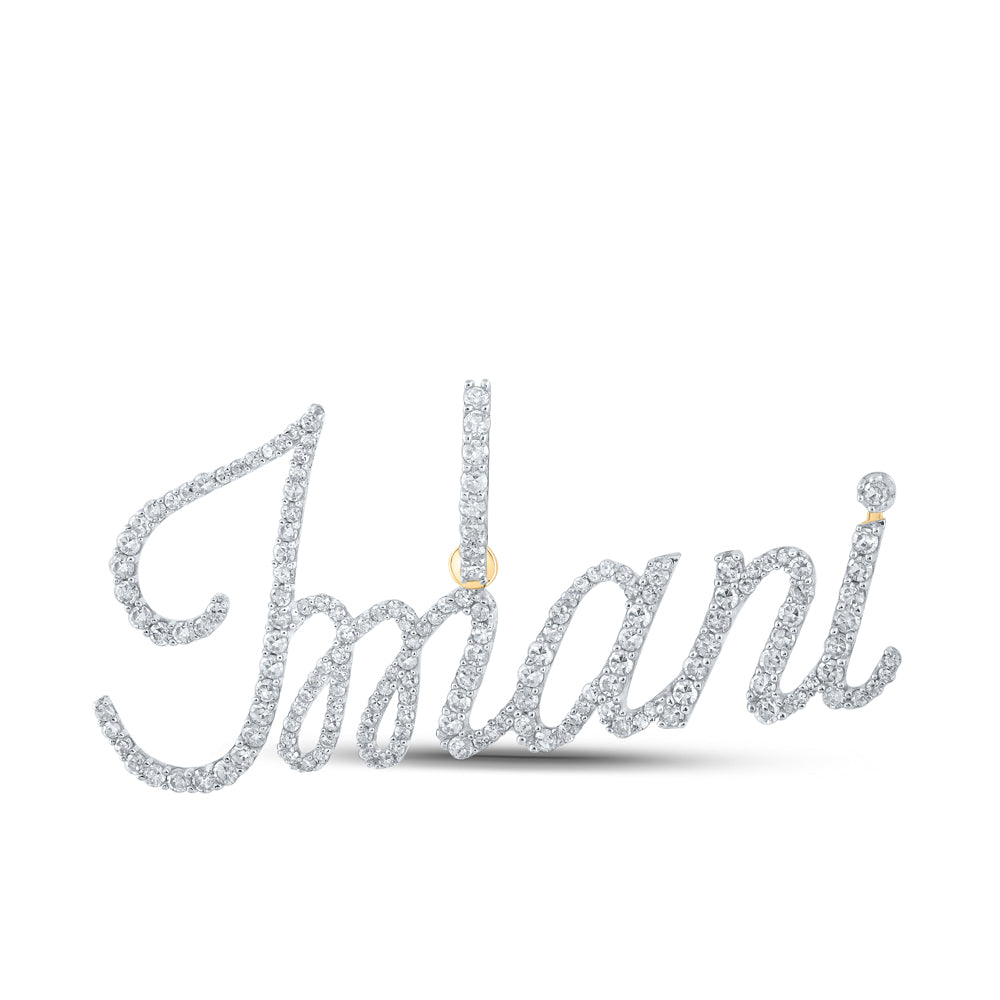 0.78 Ctw Natural Diamond Imani Nameplate Pendant in 10k Yellow Gold