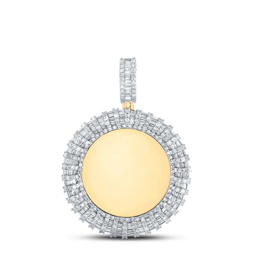 2.95 Ctw Natural Diamond Round Circular Memory Picture Frame Pendant in 10k Yellow Gold