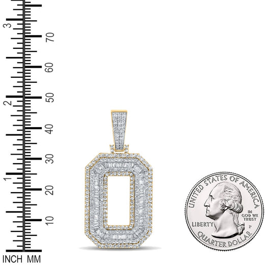2.21 Ctw Natural Diamond Block Letter Initial Alphabet O Pendant in 10k Two-tone Gold