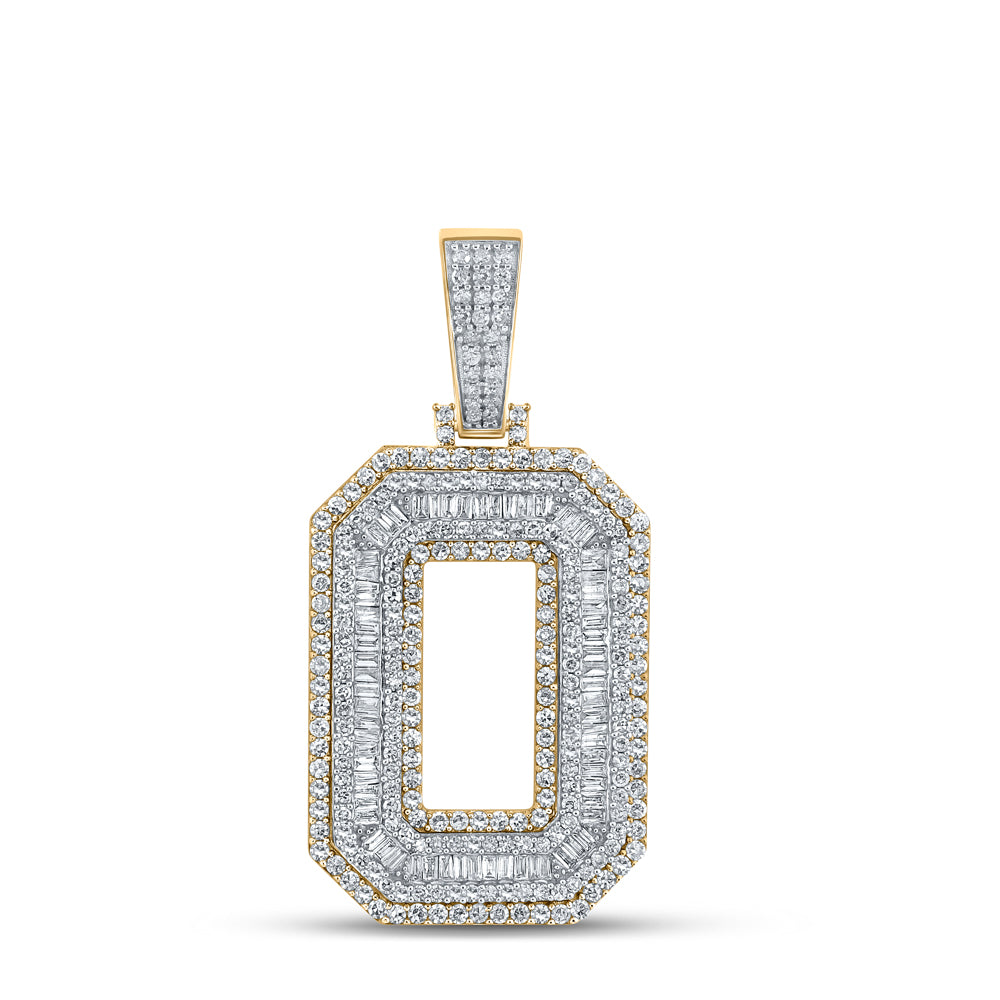 2.21 Ctw Natural Diamond Block Letter Initial Alphabet O Pendant in 10k Two-tone Gold