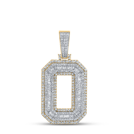 2.21 Ctw Natural Diamond Block Letter Initial Alphabet O Pendant in 10k Two-tone Gold