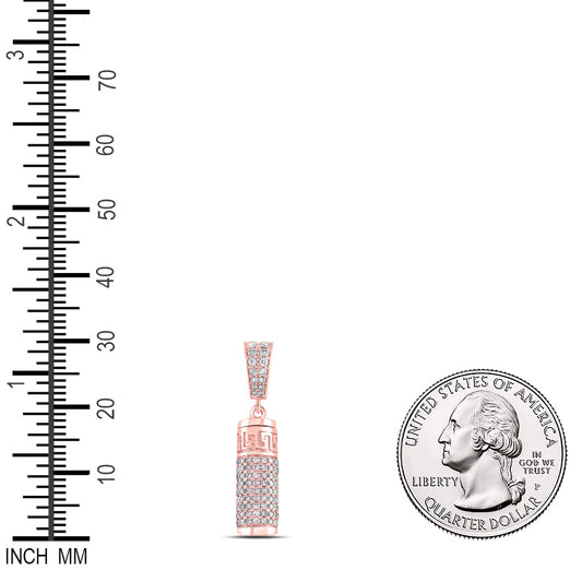 1.1 Ctw Natural Diamond Cylinder Pill Vial Pendant in 10k Rose Gold