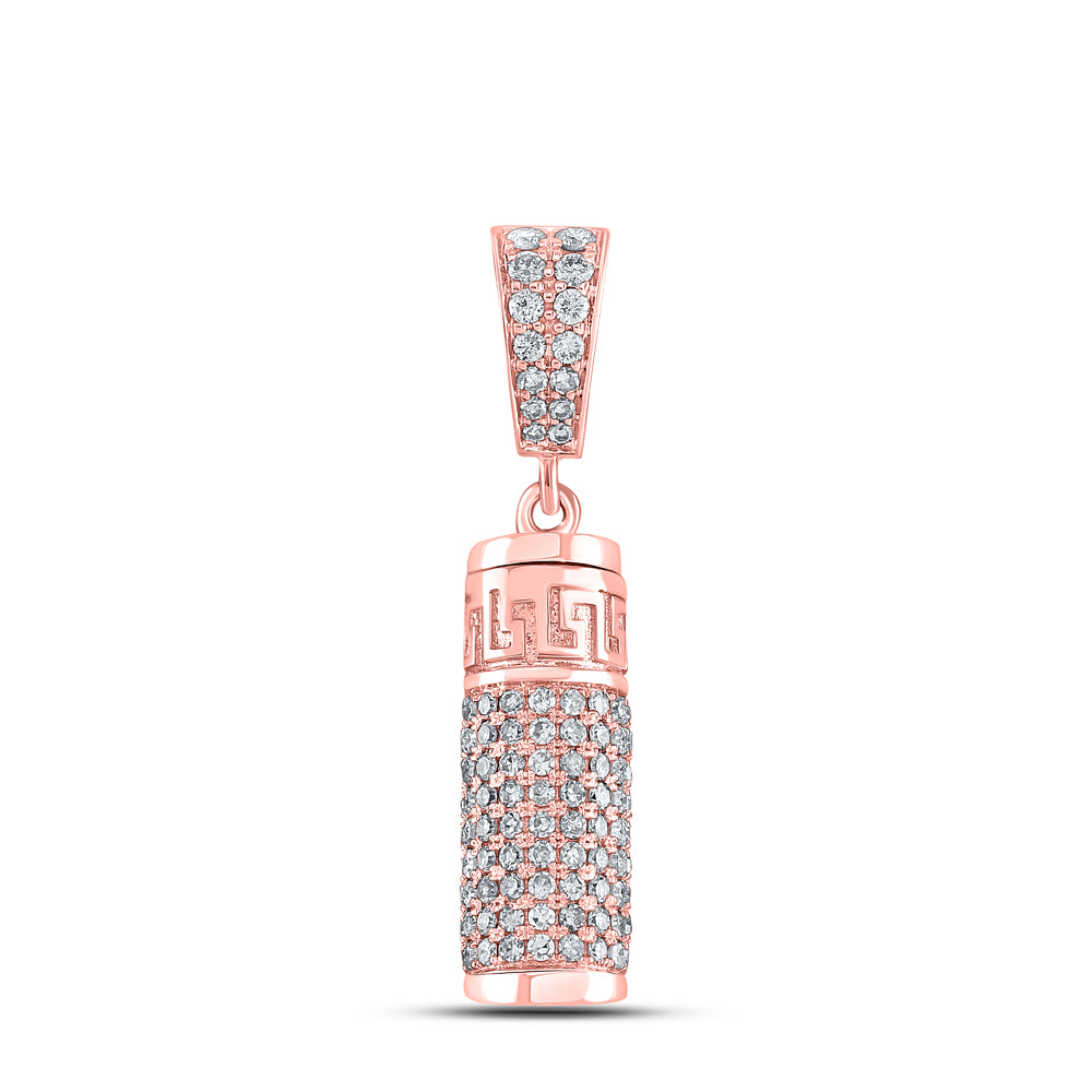 1.1 Ctw Natural Diamond Cylinder Pill Vial Pendant in 10k Rose Gold