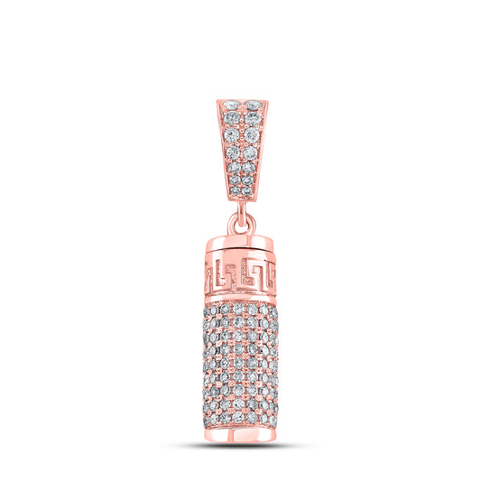 1.1 Ctw Natural Diamond Cylinder Pill Vial Pendant in 10k Rose Gold