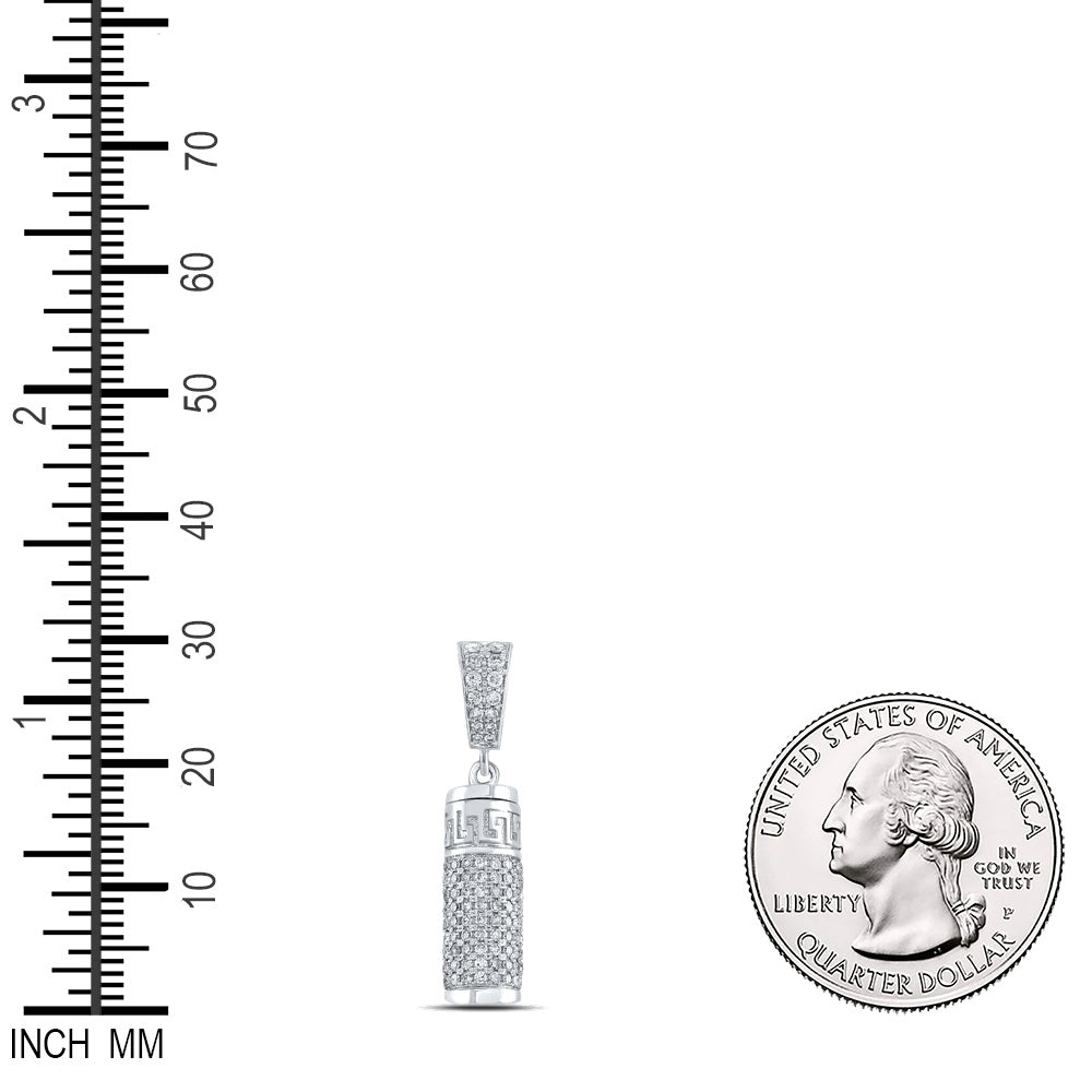 1.1 Ctw Natural Diamond Cylinder Pill Vial Pendant in 10k White Gold