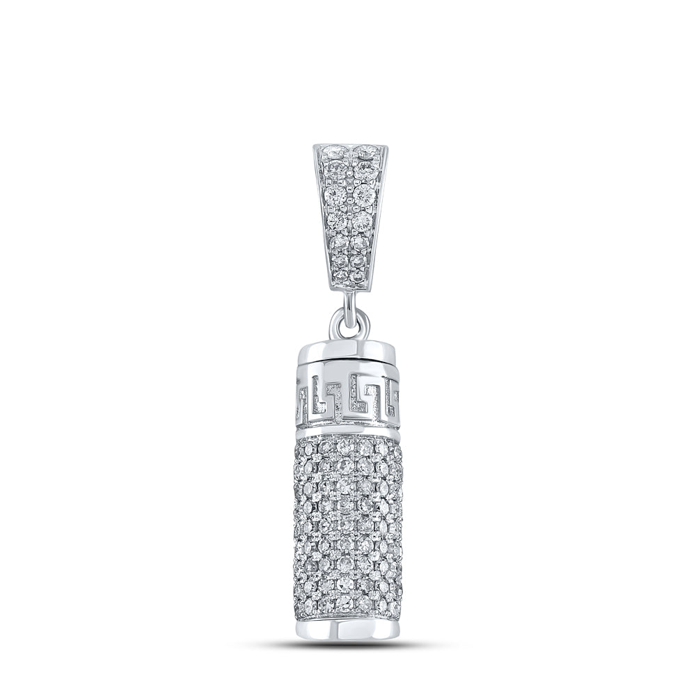 1.1 Ctw Natural Diamond Cylinder Pill Vial Pendant in 10k White Gold
