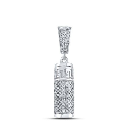 1.1 Ctw Natural Diamond Cylinder Pill Vial Pendant in 10k White Gold
