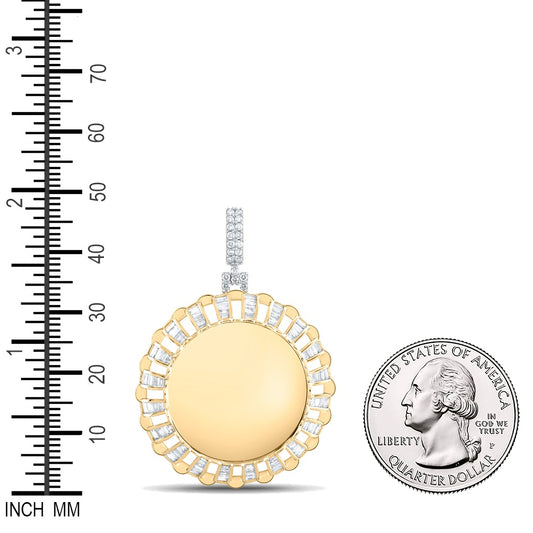 1.05 Ctw Natural Diamond Round Circular Memory Picture Frame Pendant in 10k Yellow Gold